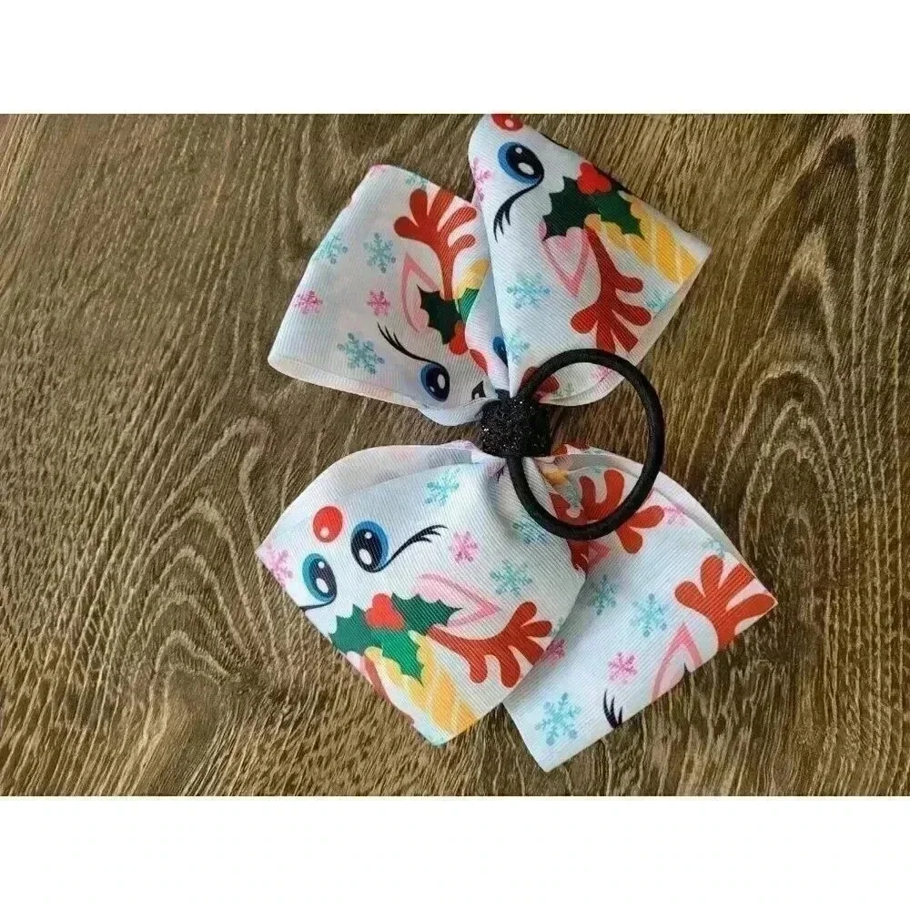 Girls‎ Christmas bow with hair tie #3